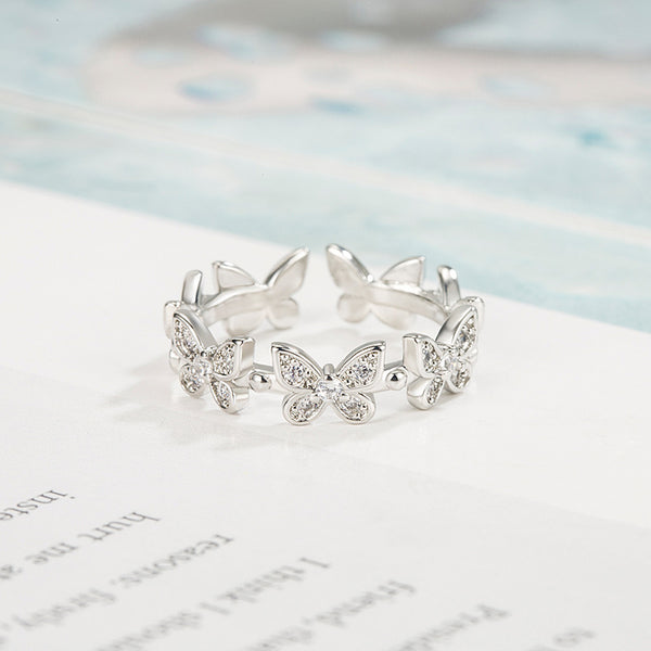 [TR024] Presentski Butterfuly Ring with CZ Adjustable Size