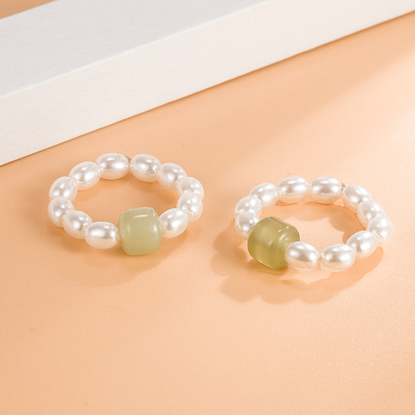 [TR056] Presentski 2pcs Baby Pearl Rings Adjustable Size