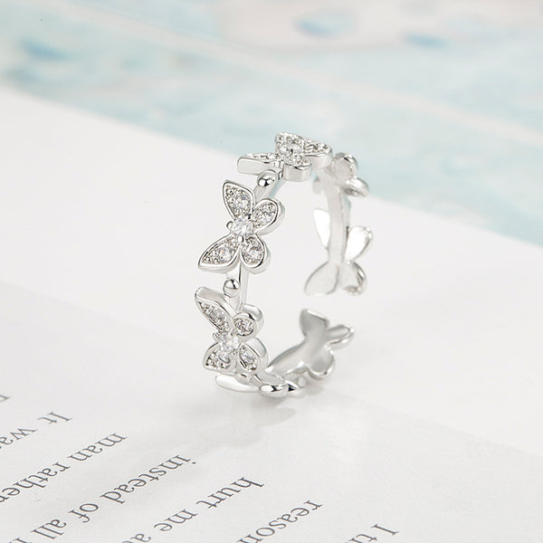 [TR024] Presentski Butterfuly Ring with CZ Adjustable Size