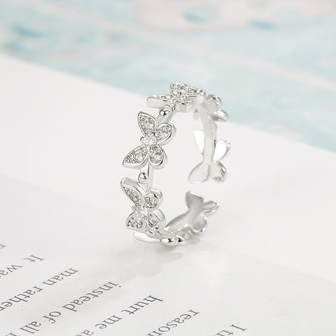 [TR024] Presentski Butterfuly Ring with CZ Adjustable Size