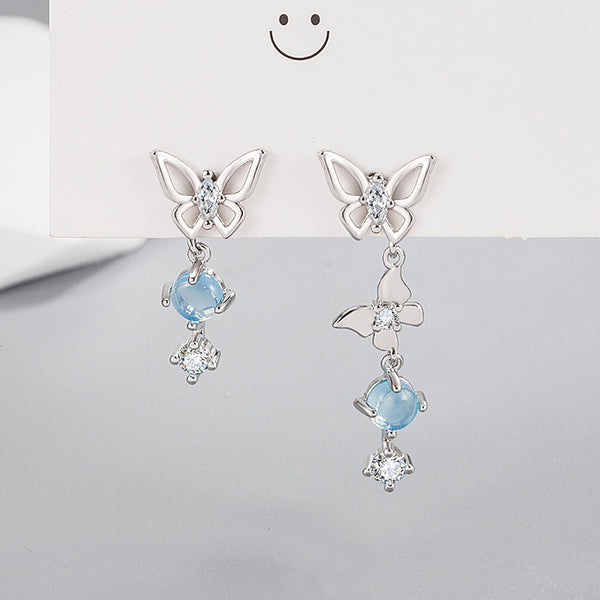 [TE076] Presentski Personalized Butterfly Dangle Earrings Asymmetrical