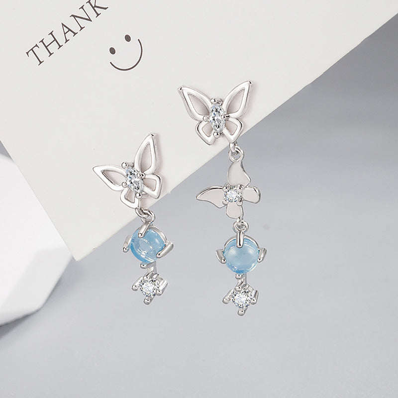 [TE076] Presentski Personalized Butterfly Dangle Earrings Asymmetrical