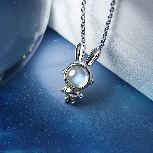 Presentski Moonstone Rabbit Bunny Necklace Ring Earring Set T3S015