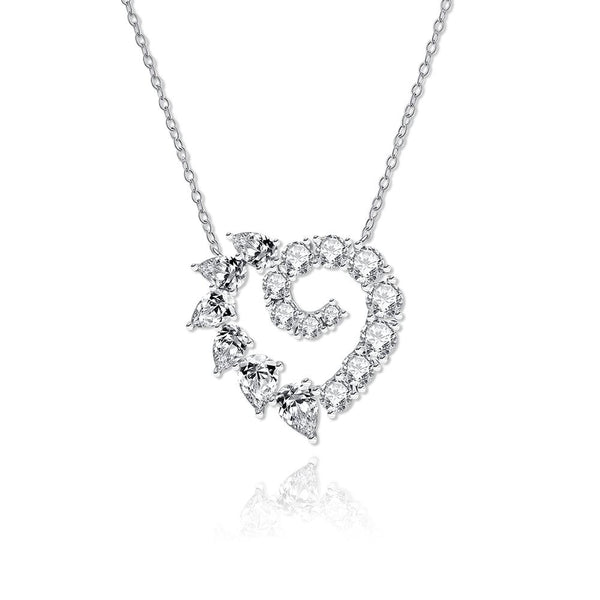 Heart Created 925 Sterling Silver Pendant Necklace