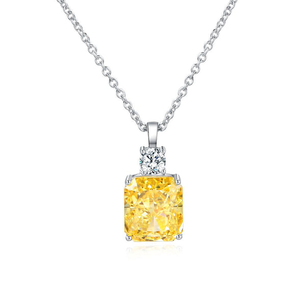 Classic Citrine 925 Sterling Silver Cushion Cut Pendant Necklace