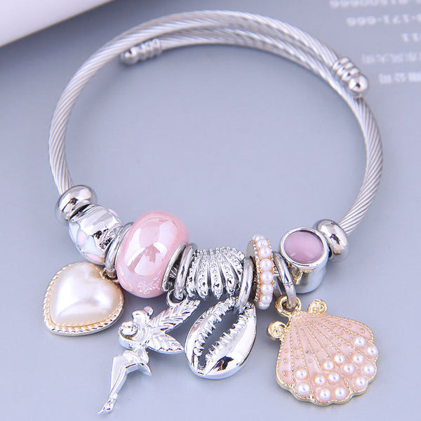 [Charm Bangles TKHP-CB01] Presentski Charm Bangle Bracelet Adjustable