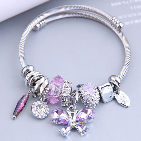 [Charm Bangles TKHP-CB01] Presentski Charm Bangle Bracelet Adjustable