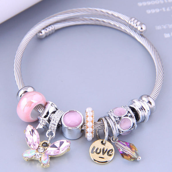 [Charm Bangles TKHP-CB01] Presentski Charm Bangle Bracelet Adjustable