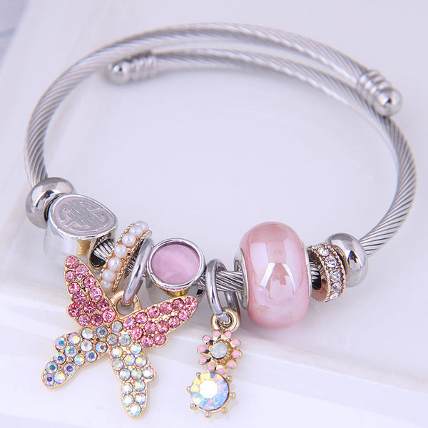 [Charm Bangles TKHP-CB01] Presentski Charm Bangle Bracelet Adjustable