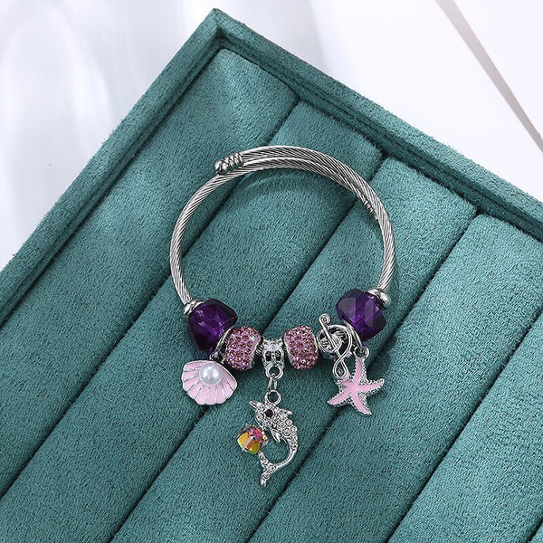 [Charm Bangles TKHP-CB01] Presentski Charm Bangle Bracelet Adjustable