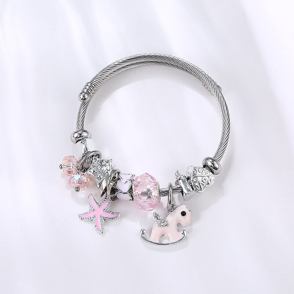 [Charm Bangles TKHP-CB01] Presentski Charm Bangle Bracelet Adjustable