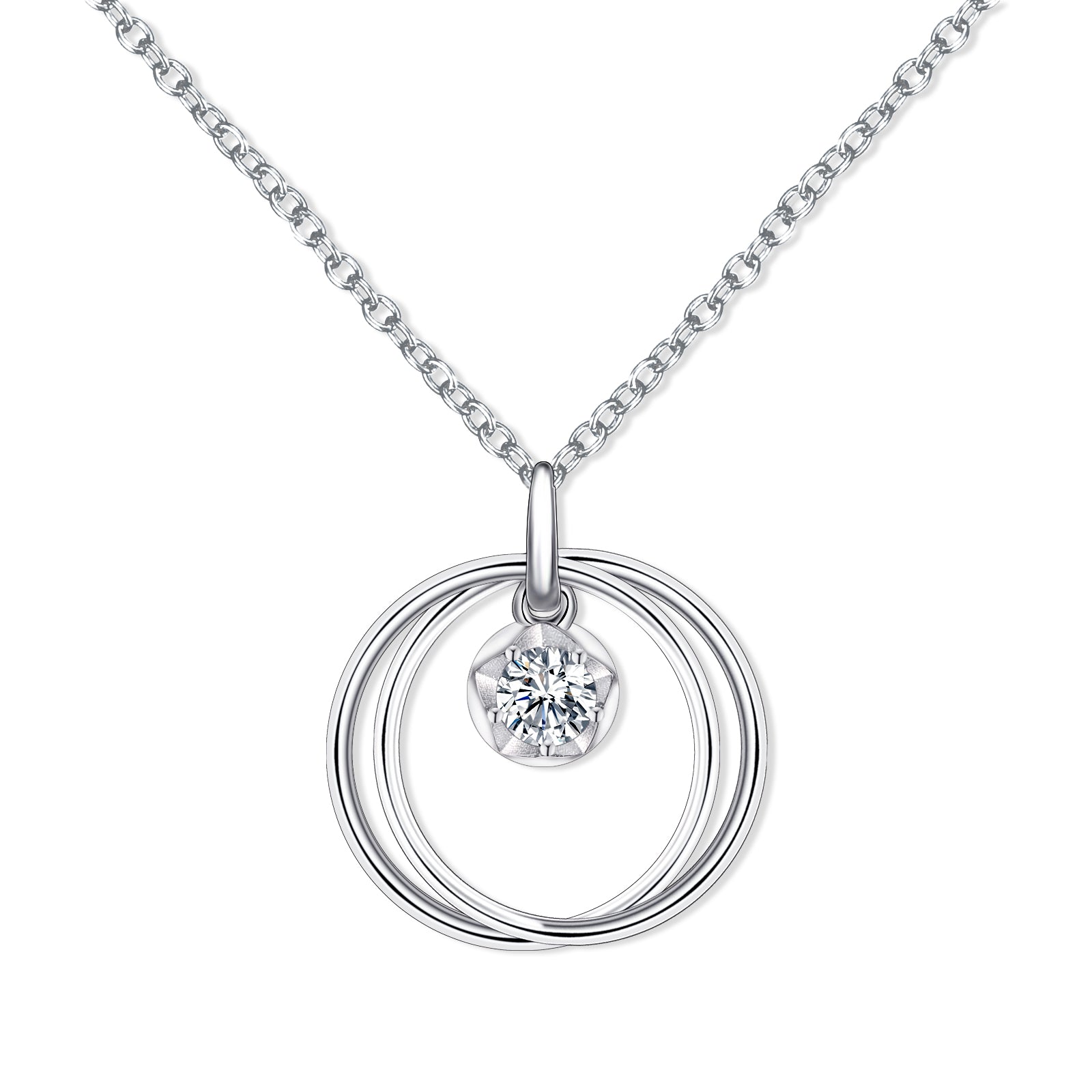 Presentski Mother Daughter Necklace 925 Sterling Silver Round Pendant Necklace Single CZ Necklace Mothers Day Jewelry Birthday Gift for Mom or Daughter