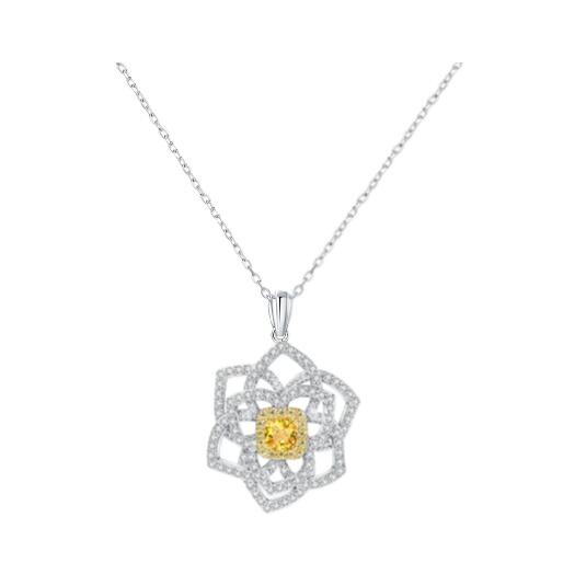 Vintage 925 Sterling Silver Moissanite Citrine Gemstone Pendant Necklace