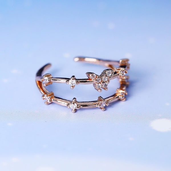 [TR032] Presentski Butterfly Adjustable Ring with Cubic Zirconia