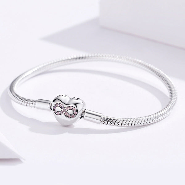 Presentski Infinity Heart Bracelet S925 Heart-shape Love Snake Bangle Bracelets for DIY