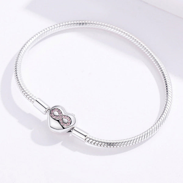 Presentski Infinity Heart Bracelet S925 Heart-shape Love Snake Bangle Bracelets for DIY