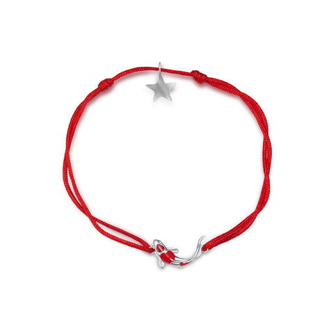 Presentski Koi Red String Bracelet 925 Sterling Silver Lucky Red Carp Fish Sparkling Star 5-10 Inch (13-26cm) Adjustable Rope Dainty Jewelry Gift for Women Girls