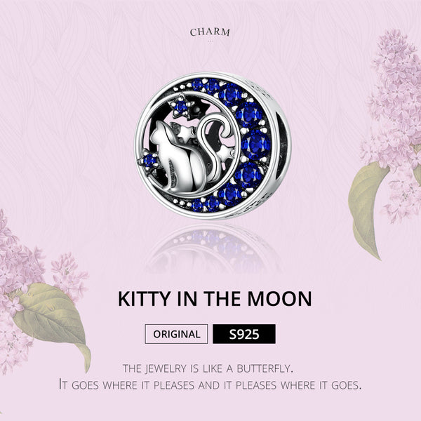 Presentski Silver Moon Cat Beads Flower Retro Pattern Charms Pendant Fit Original DIY Bracelet Necklace