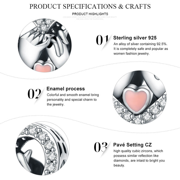 Presentski Hands Sign Charm Handheld Game Console Heart Love 925 Sterling Silver Charms for Original Bracelet Women