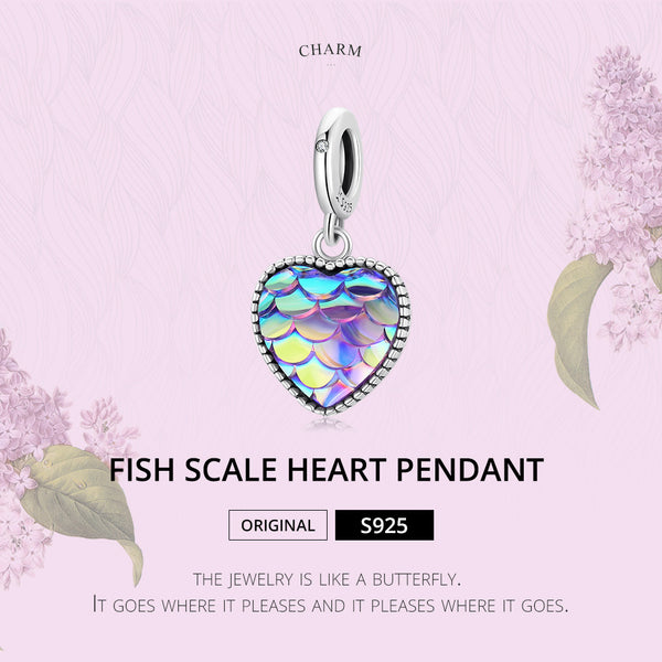 Presentski Retro S925 Mermaid Charm Pendant fit for Women Original Colorful Bracelet or Necklace