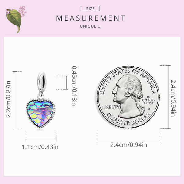 Presentski Retro S925 Mermaid Charm Pendant fit for Women Original Colorful Bracelet or Necklace