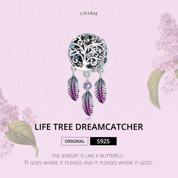 Presentski Tree of Life Charms Beads Fit Original Bracelet Bangle For Women Rainbow Feather Pendant DIY