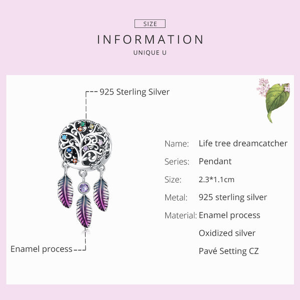 Presentski Tree of Life Charms Beads Fit Original Bracelet Bangle For Women Rainbow Feather Pendant DIY