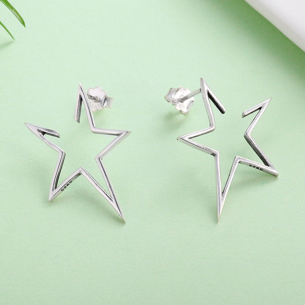 Presentski S925 Star Round Stud Earrings for Women