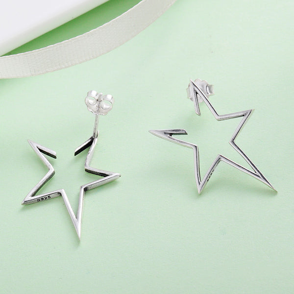 Presentski S925 Star Round Stud Earrings for Women