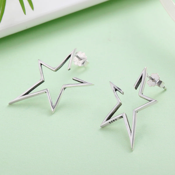 Presentski S925 Star Round Stud Earrings for Women