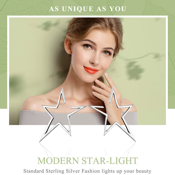 Presentski S925 Star Round Stud Earrings for Women