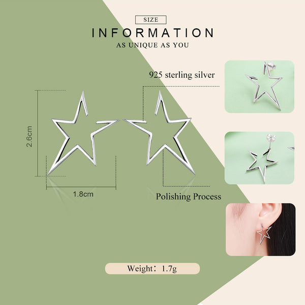 Presentski S925 Star Round Stud Earrings for Women