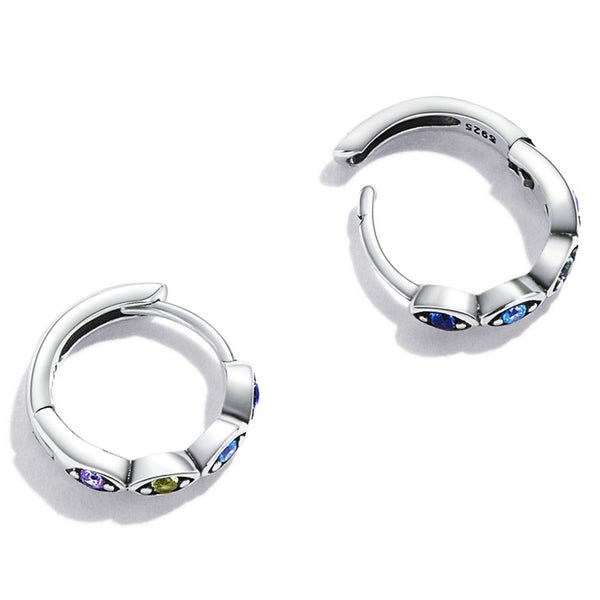 Presentski Evil Eye Hoop Earrings for Women, S925 Sterling Silver Hypoallergenic Huggie Hoop Earrings Colorful Cubic Zircon Evil Eye Earring Jewelry Gifts for Daughter Girls Teen