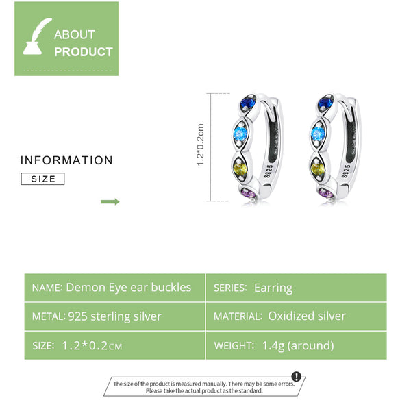 Presentski Evil Eye Hoop Earrings for Women, S925 Sterling Silver Hypoallergenic Huggie Hoop Earrings Colorful Cubic Zircon Evil Eye Earring Jewelry Gifts for Daughter Girls Teen