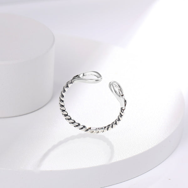 Presentski Handcuffs Open Creative Ring 925 Sterling Silver Simple Chain Link Stacking Adjustable Ring Dainty Jewelry Gift for Women Girls