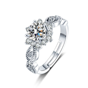 Presentski Exquisite Zircon Adjustable Ring Open Mouth Crown Six Claw Open End Ring TR016