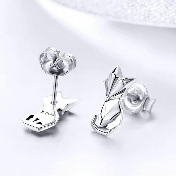 925 Sterling Silver Origami Fox Earrings - Best gift for girl