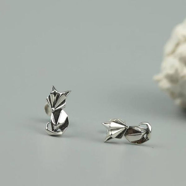 925 Sterling Silver Origami Fox Earrings - Best gift for girl