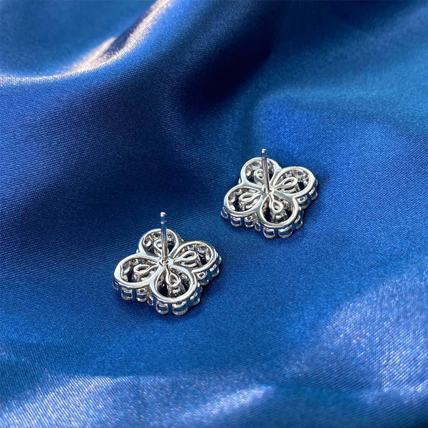 Snow Flower Pear Cut Sterling Silver Earring