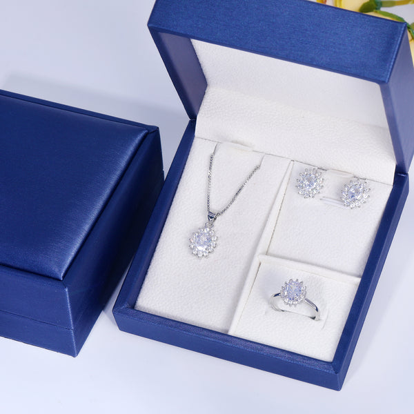 Presentski Dainty Solitaire CZ Jewelry Set with Gift Box T3S013