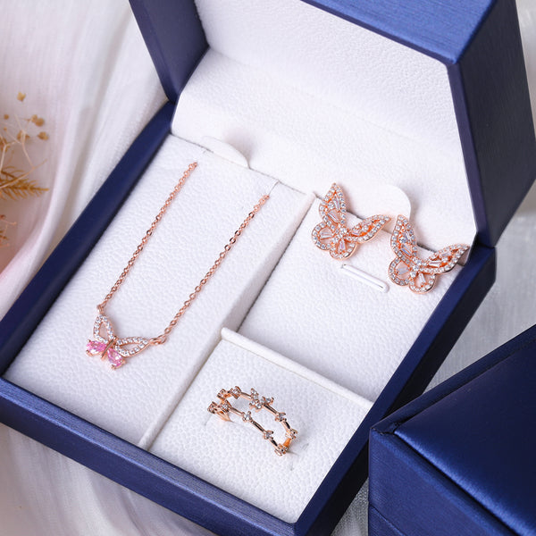 [TS004] Presentski 10 PCS Fashion Jewelry Set with Butterfly Spinner Necklaces Rings Earrings Bracelet