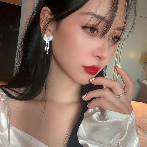 Presentski Shiny Full Love Tassel Earrings Temperament Fashion Personality Versatile Tassel Earrings TE020