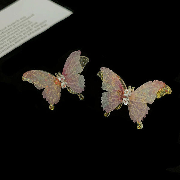 Presentski Colorful Double butterfly Earrings Dream Fairy Fresh Colorful Butterfly Sweet Girl Earrings TE025