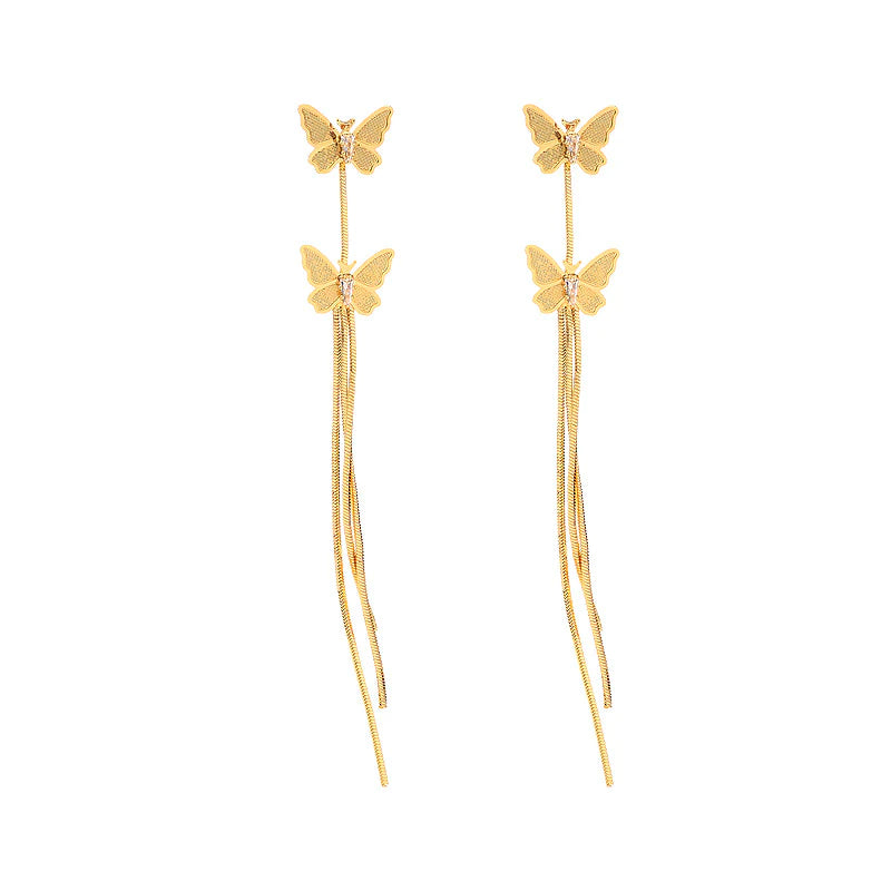 Presentski Butterfly Long Tassel Earrings Femininity Fashion Personality Earrings TE085