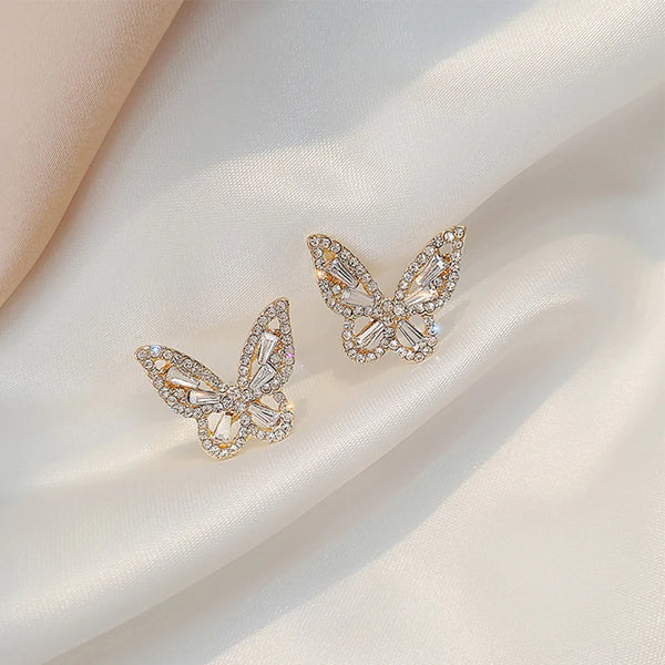 Presentski Shiny Butterfly Earrings Female Personality Hollow Temperament Earrings TE091