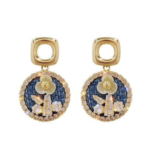 Presentski Vintage Super Flash Small Flower Earrings Temperament Light Luxury Earrings TE101