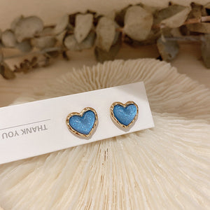 Presentski Blue Love Earrings Female Small Cute Personality Earrings TE103