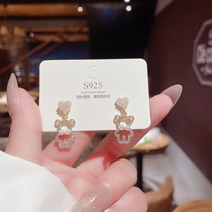 Presentski Love Bear Earrings Feminine Temperament Sweet Little Fresh Earrings TE118