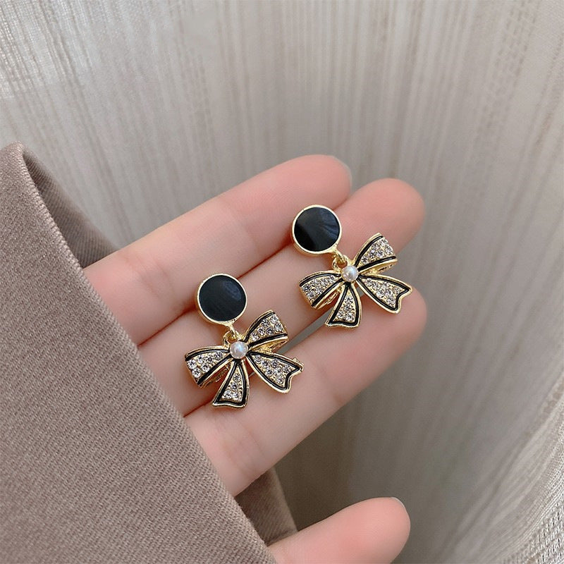 Presentski Refined Bow Earrings Feminine Temperament Fashion Personality Gold Earrings TE132