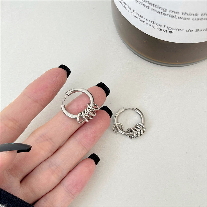 Presentski Decompressed Small Circle Earrings Women's Simple Personality Earrings TE146